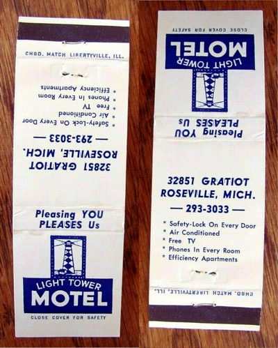 Relax Inn (King Motel, Light Tower Motel) - Matchbook